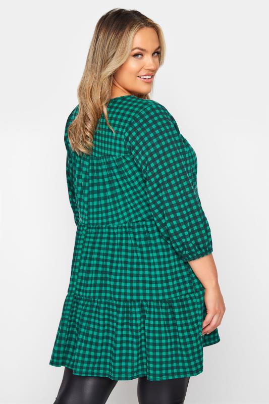LIMITED COLLECTION Green Check Balloon Sleeve Top_C.jpg