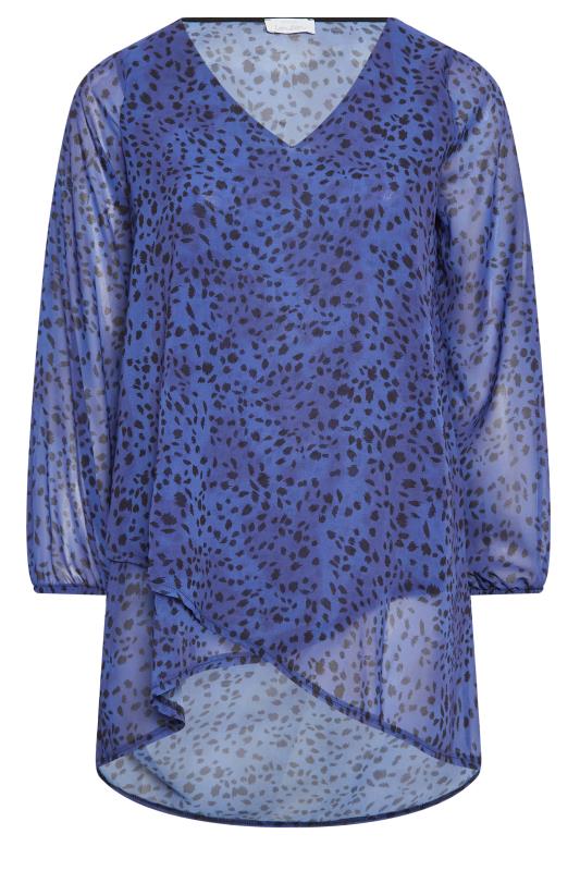 YOURS LONDON Plus Size Blue Animal Print Wrap Blouse | Yours Clothing 7