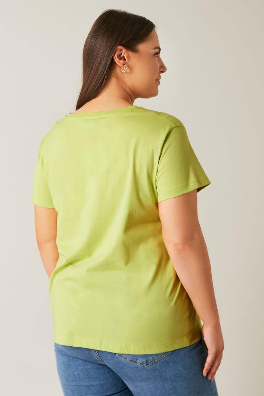 EVANS Plus Size Lime Green Stud Embellished Pure Cotton T-Shirt | Evans  4