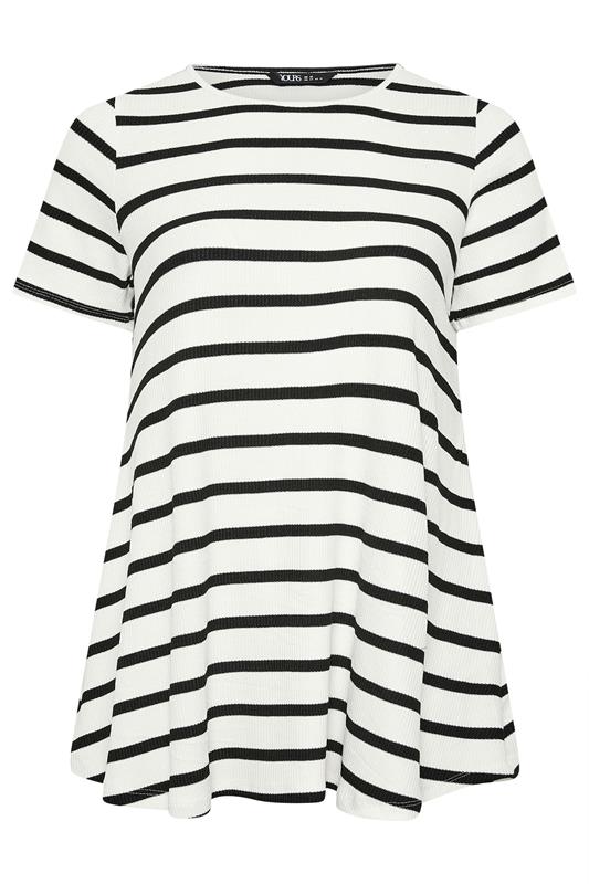 Yours Plus Size Black Ribbed Stripe Swing T-Shirt | Yours Clothing 5