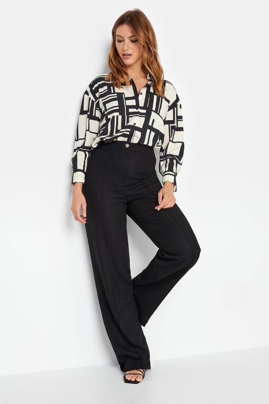 LTS Tall Women's Black & White Abstract Print Longline Shirt | Long Tall Sally  2