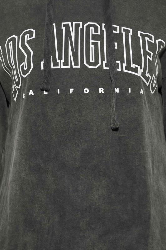 Plus Size Charcoal Grey 'Los Angeles' Slogan Hoodie | Yours Clothing 5