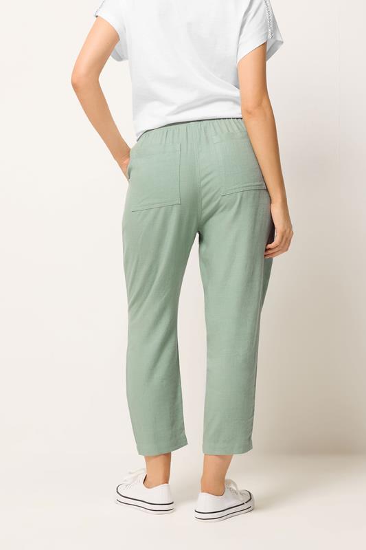 M&Co Sage Green Linen Cropped Trousers | M&Co 2