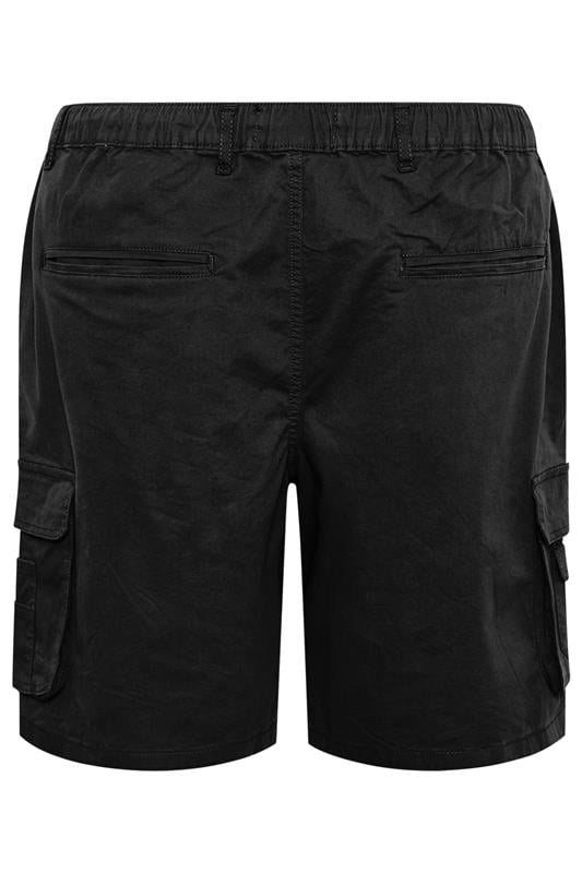 KAM Big & Tall Black Elastic Waist Cargo Shorts | BadRhino 4