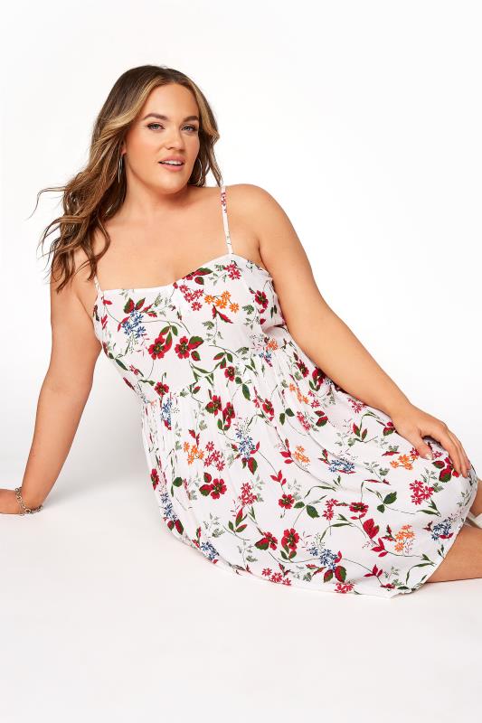 White Floral Strappy Dress | Yours Clothing 4