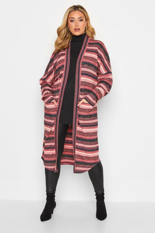 YOURS LUXURY Plus Size Pink Soft Touch Ribbed Pocket Cardigan | Yours Clothing 1