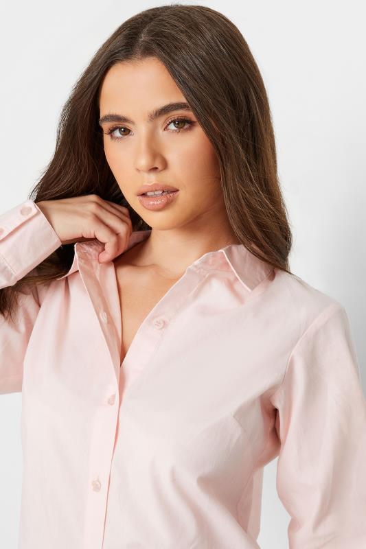 Petite Blush Pink Fitted Cotton Shirt | PixieGirl 4