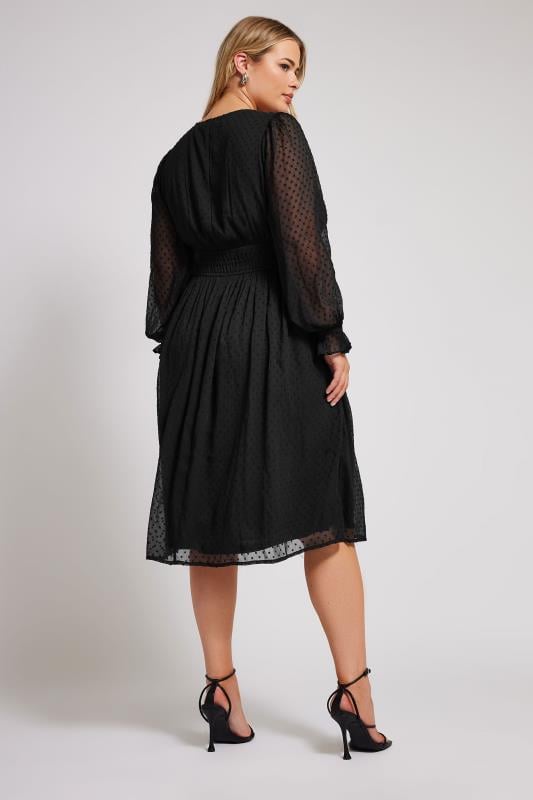 YOURS LONDON Plus Size Black Dobby Midi Dress | Yours Clothing 5