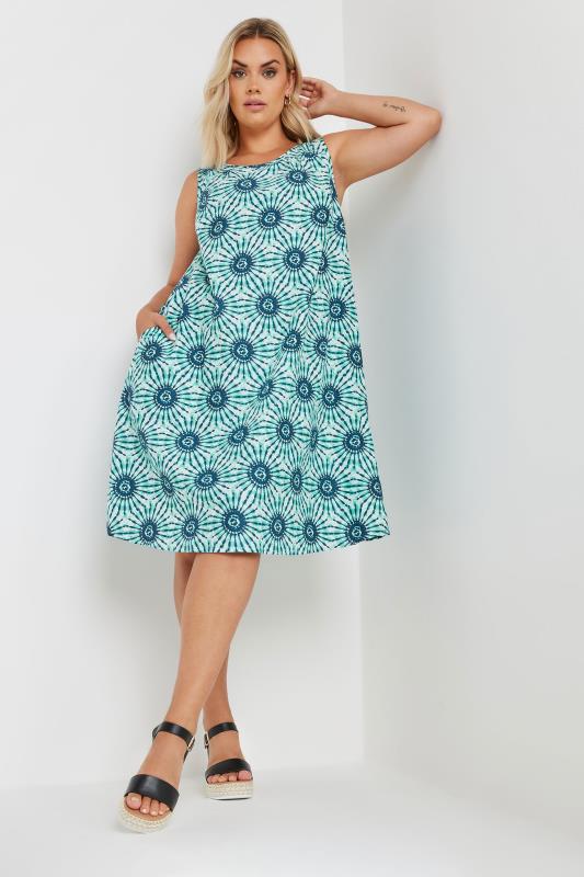 YOURS Plus Size Blue Abstract Print Pocket Swing Dress | Yours Clothing 3