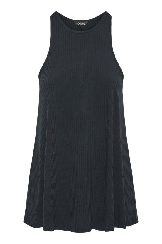 LIMITED COLLECTION Plus Size Black Racer Back Swing Vest Top | Yours Clothing 5