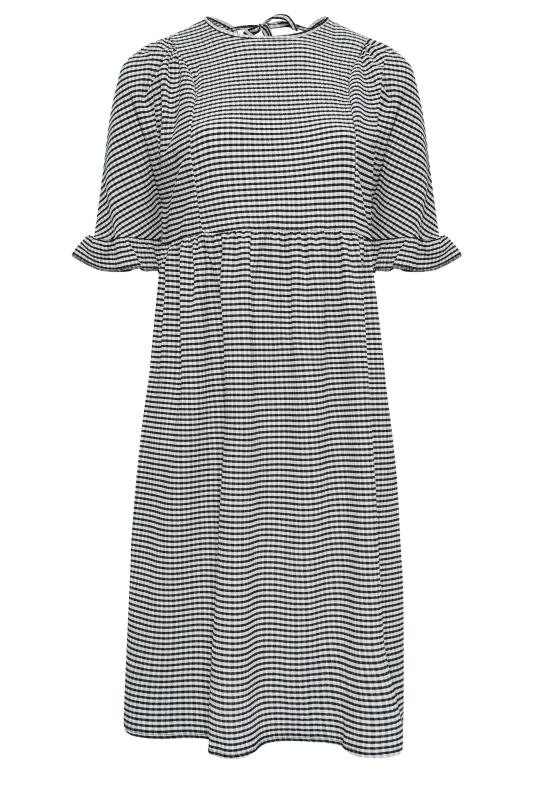 YOURS Plus Size Black Gingham Textured Smock Midi Dress | Yours Clothing 7