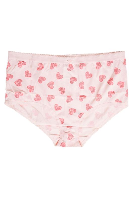 5 PACK Curve Pink Love Heart Print High Waisted Full Briefs 5