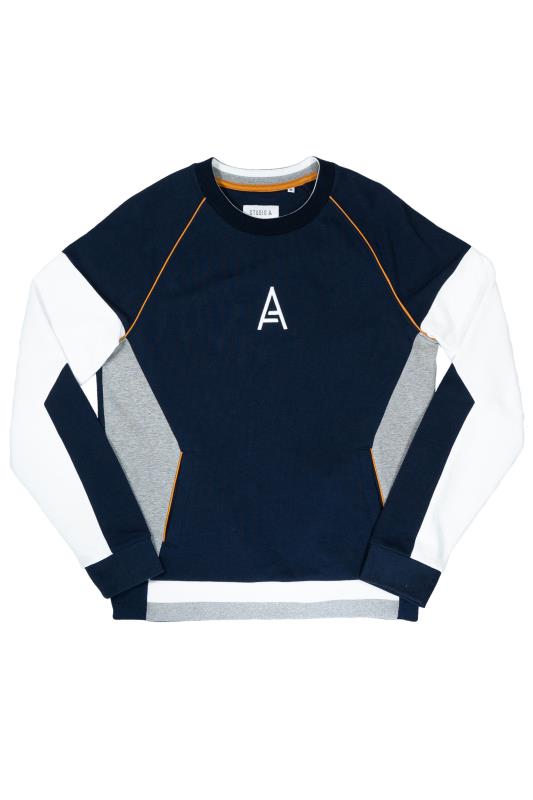 STUDIO A Big & Tall Navy Blue & White Colour Block Sweatshirt 2