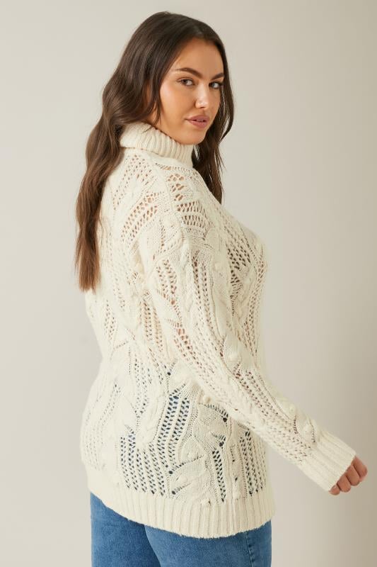 EVANS Plus Size White Roll Neck Knitted Jumper | Evans 4