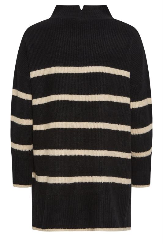YOURS Plus Size Black Stripe High Neck Knitted Jumper | Yours Clothing 8