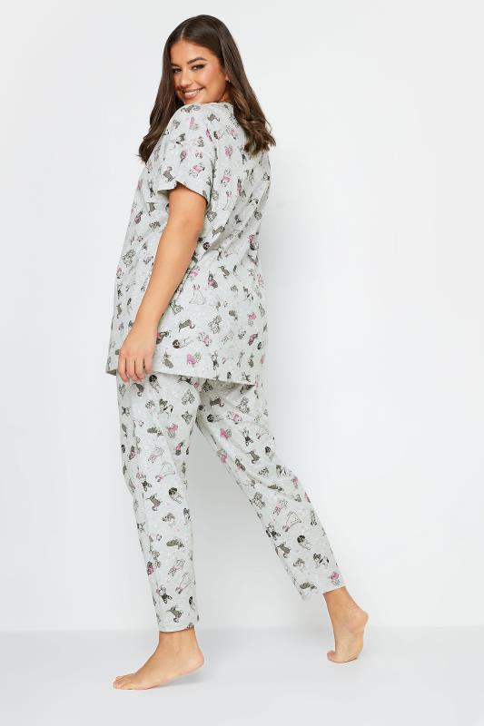 YOURS Plus Size Grey Dog Print Pyjama Set | Yours Clothing 4