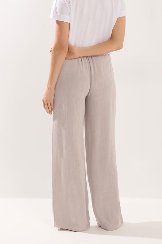 LTS Tall Women's Natural Brown Wide Leg Linen Trousers | Long Tall Sally 2