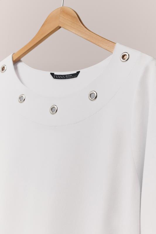 EVANS Plus Size White Eyelet Detail Side Split T-Shirt | Evans 6