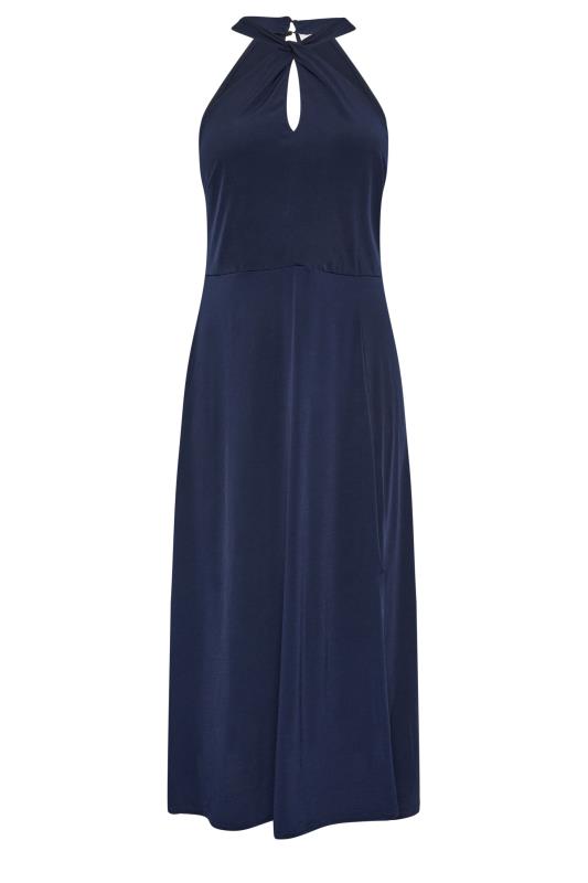 YOURS LONDON Plus Size Navy Blue Twist Halter Neck Maxi Dress | Yours Clothing 5