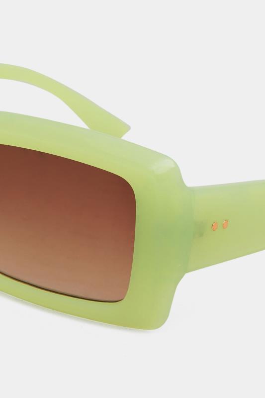 Plus Size Lime Green Rectangle Sunglasses | Yours Clothing 4