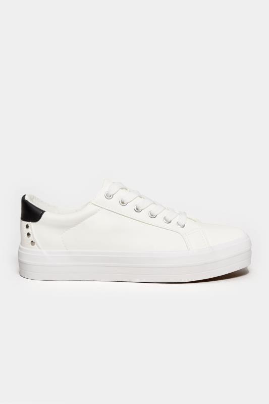White Studded Detail Trainers In Wide E Fit 3