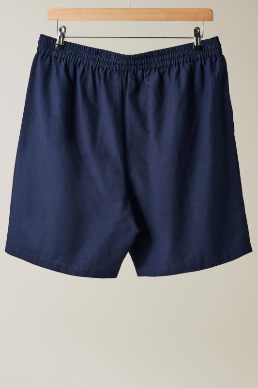 EVANS Plus Size Navy Blue Linen Shorts | Evans 6