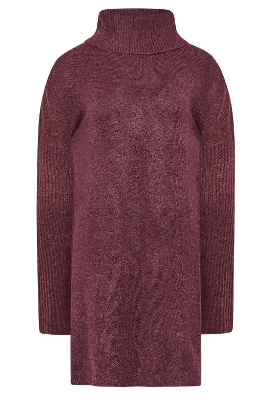 LTS Tall Women's Berry Red Turtle Neck Knitted Tunic Jumper | Long Tall Sally 6
