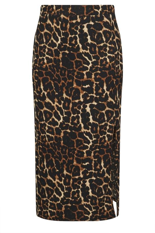 YOURS Plus Size Brown Textured Leopard Print Maxi Skirt Yours Clothing