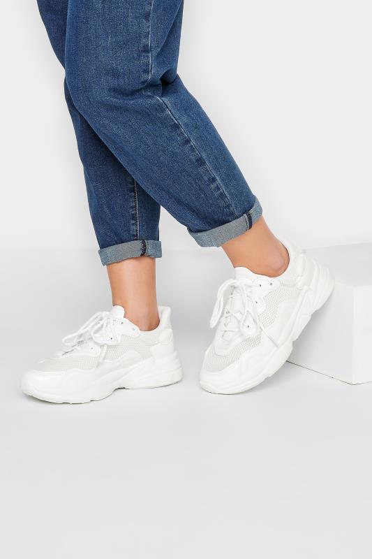 Petite  PixieGirl White Chunky Mesh Panel Trainers In Standard Fit
