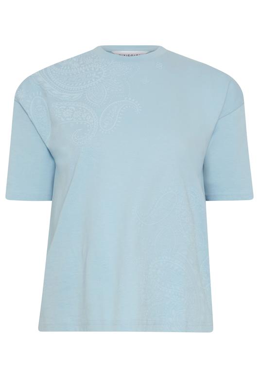 PixieGirl Petite Women's Light Blue Paisley Cotton T-Shirt | PixieGirl 5