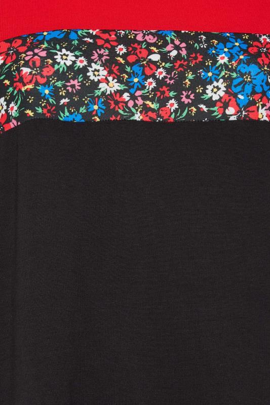 LIMITED COLLECTION Plus Size Curve Black Colourblock Floral Ditsy T-Shirt | Yours Clothing  5