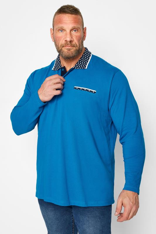 BadRhino Big & Tall Blue Dobby Collar Polo Shirt | BadRhino 1
