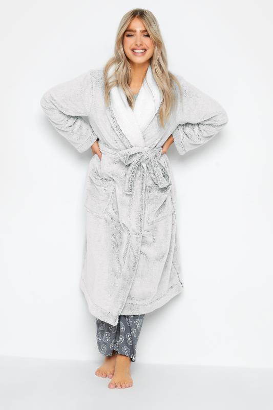 M&Co Grey Soft Touch Shawl Collar Dressing Gown | M&Co 4