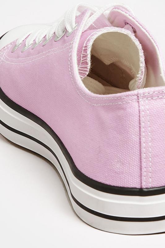 Plus Size Lilac Purple Canvas Low Trainers In Wide Fit | Yours Clothing 4