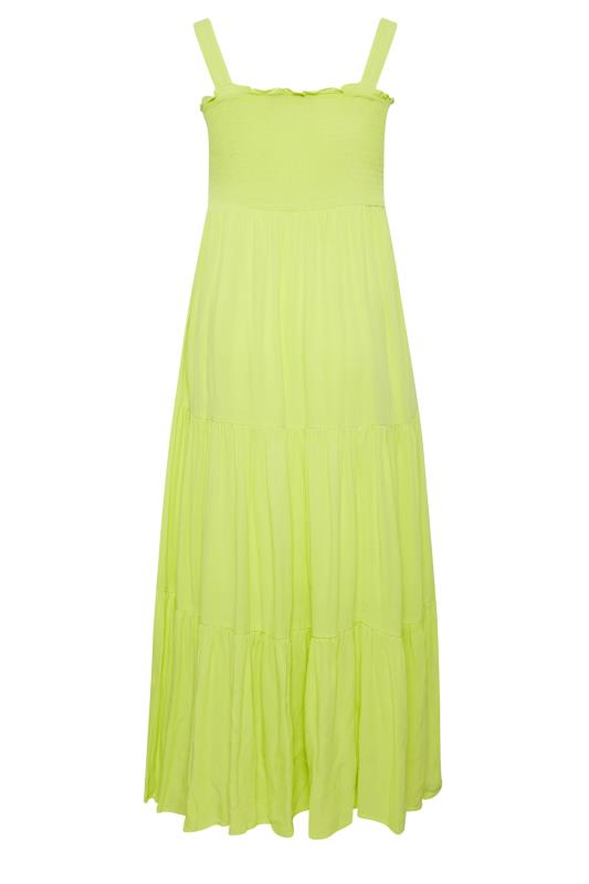 YOURS Plus Size Lime Green Shirred Strappy Sundress | Yours Clothing  8