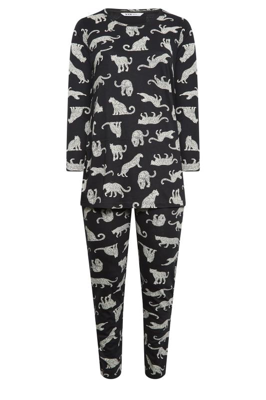 YOURS Curve Black Animal Print Pyjama Set | Yours Clothing 6