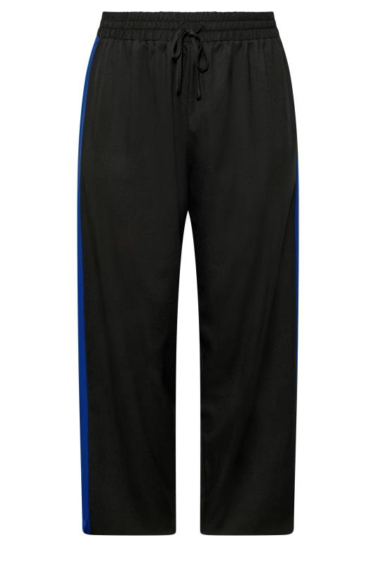 Plus Size Black & Blue Contrast Stripe Wide Leg Trousers | Yours Clothing 6