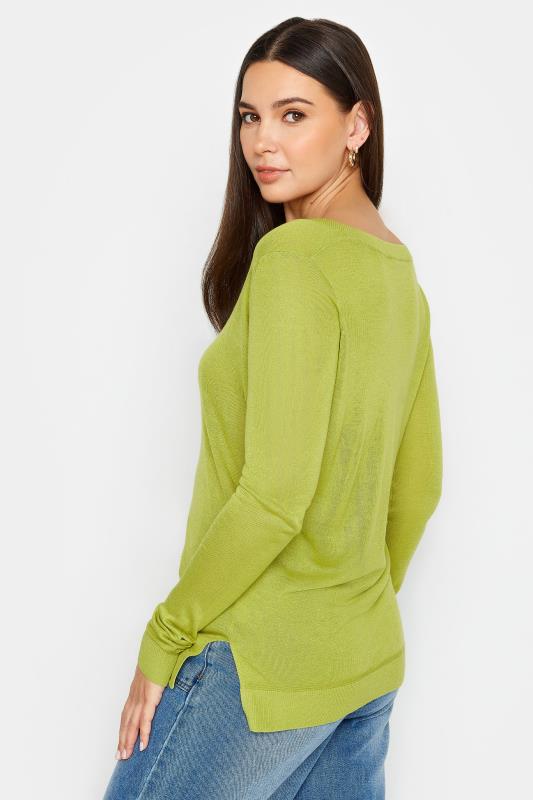 LTS Tall Womens Lime Green Fine Knit V-Neck Jumper | Long Tall Sally 4