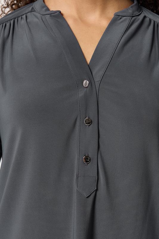 M&Co Grey Half Placket Collarless Shirt | M&Co 4