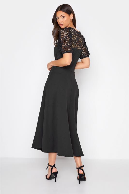 LTS Tall Black Lace Midi Dress 3