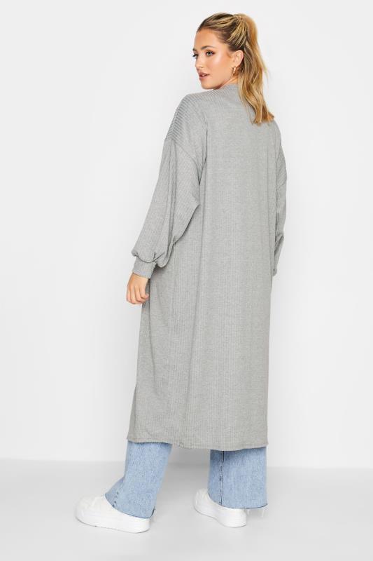 Plus Size LIMITED COLLECTION Grey Ribbed Maxi Cardigan | Yours Clothing 3
