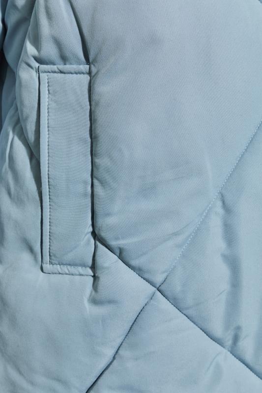 Curve Blue Quilted Shawl Collar Coat 6