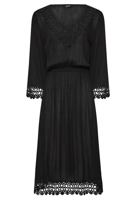 LTS Tall Black Crochet Midi Dress | Long Tall Sally  5