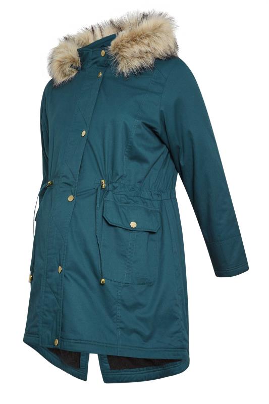 BUMP IT UP Maternity Curve Blue Parka Coat | Yours Clothing 7