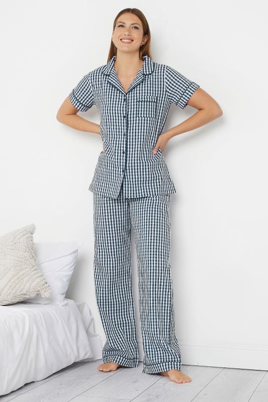 LTS Tall Women's Navy Blue Check Print Pyjama Set | Long Tall Sally 2