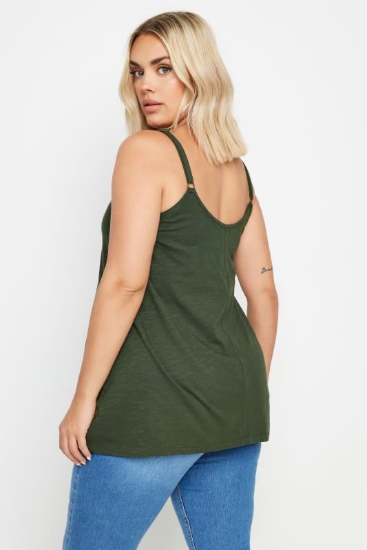 YOURS Plus Size Green Embroidered Swing Cami Top | Yours Clothing 3