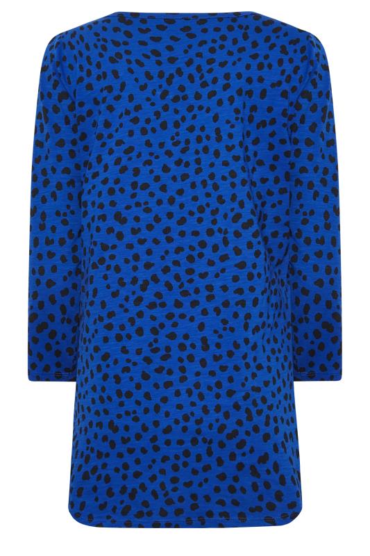 LTS Tall Women's Blue Dalmatian Print Henley Top | Long Tall Sally 8
