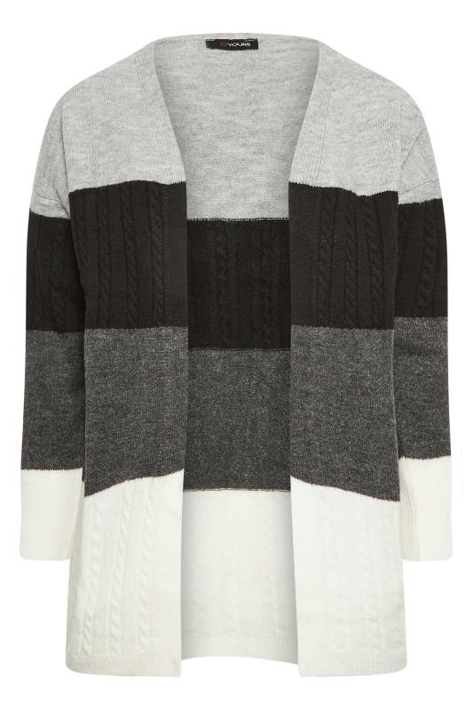YOURS Plus Size Grey Stripe Knitted Cardigan | Yours Clothing 5
