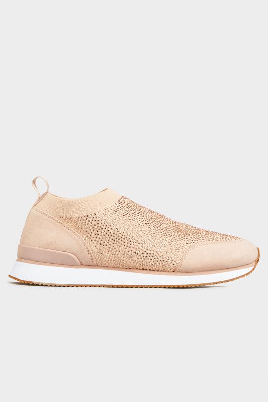 Nude Sock Style Diamante Trainers 4