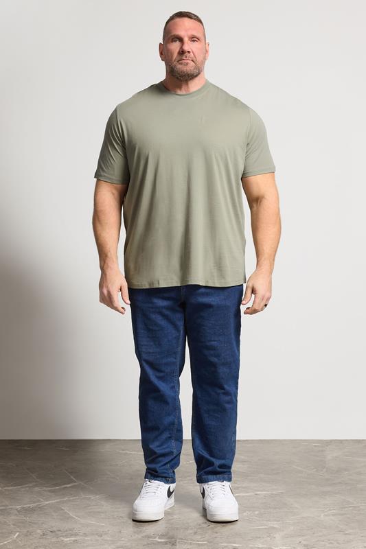 JACK & JONES Big & Tall Vetiver Green Basic T-Shirt | BadRhino 1